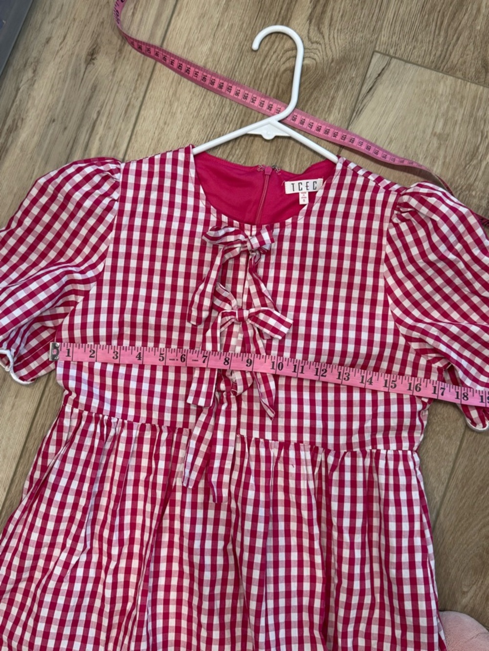Fuchsia Plaid Mini Dress with Bows from TCEC Gingham Bow-Front Mini Dress - Picture 6 of 6